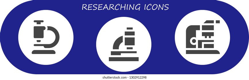  researching icon set. 3 filled researching icons.  Simple modern icons about  - Microscope
