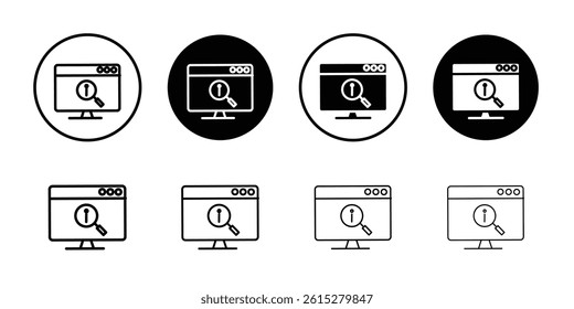 Researching information online icon Flat simple outline set