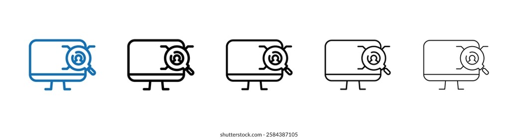 Researching information online icon Outline vector logo for web ui