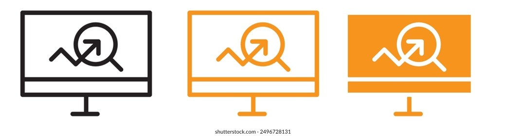 Conjunto de iconos en línea de la información de investigación Ilustraciones de investigación de Internet para la Educación y el trabajo