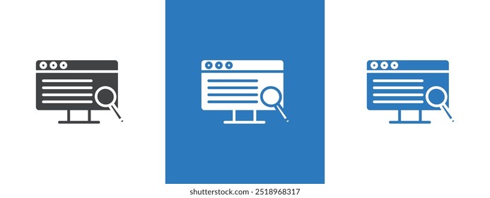 Researching information online icon thin line illustration