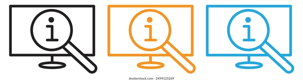 Researching information online icon vector logo set collection for web app ui