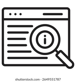 Pesquisando informações ícone online vetor ilustração sinal isolado