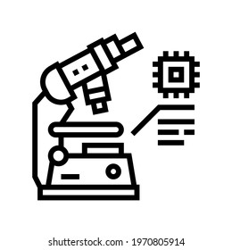 researching microscope semiconductor manufacturing line icon vector. researching microscope semiconductor manufacturing sign. isolated contour symbol black illustration
