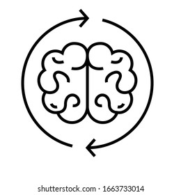 Icono de línea de la mente, signo de concepto, ilustración de vector de esquema, símbolo lineal.