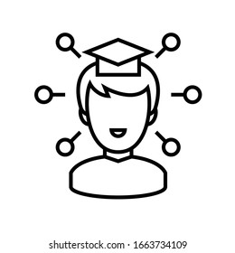 Icono de línea de la mente, signo de concepto, ilustración de vector de esquema, símbolo lineal.