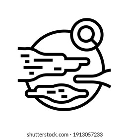 researching new planet line icon vector. researching new planet sign. isolated contour symbol black illustration