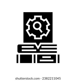 Recherche Themen technische Autor-Glyphsymbol Vektorgrafik. Recherche von Themen technische Schriftzeichen. einzelne Symbolillustration