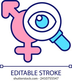 Researching transgenders community RGB color icon. Find information about genderfluid people. Understanding gender identity. Isolated vector illustration. Simple filled line drawing. Editable stroke