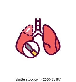 Resection of the lungs color line icon. Isolated vector element. Outline pictogram for web page, mobile app, promo