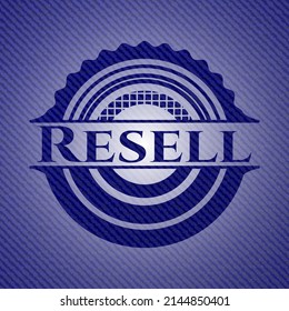 Revelar emblema con textura de denim. Ilustración vectorial. Detallado. 