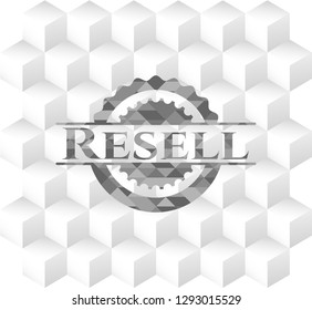 Resell grey badge with geometric cube white background - Powered by Shutterstock - Get 15% off with code: PIKWIZARD15