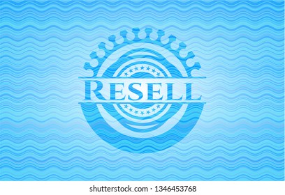 Resell light blue water wave emblem background.