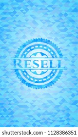 Resell sky blue emblem. Mosaic background