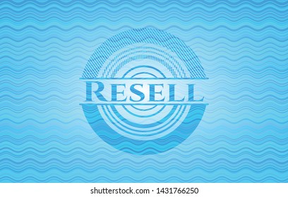 Resell sky blue water badge. Vector Illustration. Detailed.