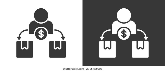 Wiederverkäufer-Symbolsatz, Vektorgrafik-Kollektion einzeln auf Schwarz und Weiß