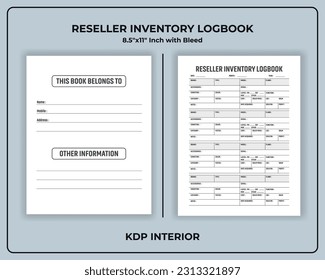 Reseller Inventory Log book Template