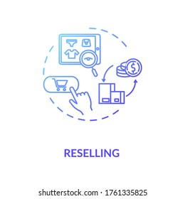 Reselling blue gradient concept icon. Internet shopping. E commerce to purchase product. Sell used goods online idea thin line illustration. Vector isolated outline RGB color drawing