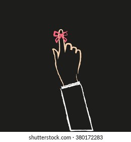 resembling a ribbon on a finger. painted brushes