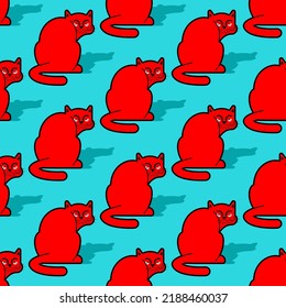 Resentful cat pattern seamless. Pet is offended background. bad home animal Vector illustration