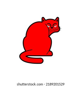 Resentful cat. Pet is offended. bad home animal Vector illustration