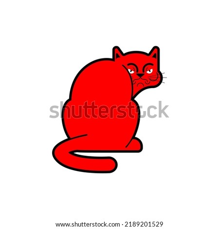 Resentful cat. Pet is offended. bad home animal Vector illustration