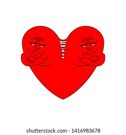 Resentment heart sign. quarrel Symbol. Insult and discord