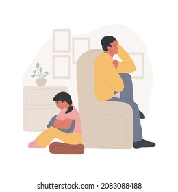 Resentment Isolated Cartoon Vector Illustration. Family Relationship, Kid And Parent Turn Away From Each Other, Sitting With Folded Hands, Having A Conflict, Feeling Resentment Cartoon Vector.