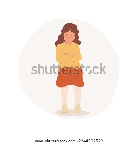 Resentment isolated cartoon vector illustration. Offended girl standing alone, resentful kid psychology, people socio-emotional development, dissatisfied face expression vector cartoon.