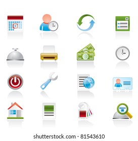 reservation and hotel icons - vector icon set