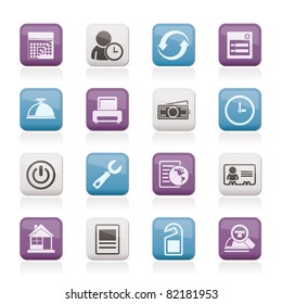 reservation and hotel icons - vector icon set