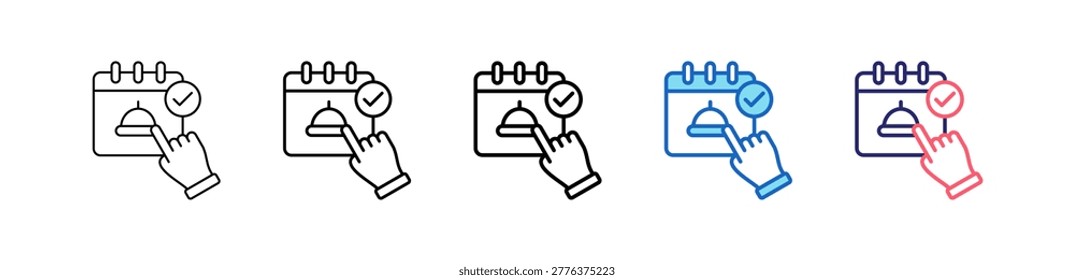 Reservation Icon In 5 Different Styles Set Collection.