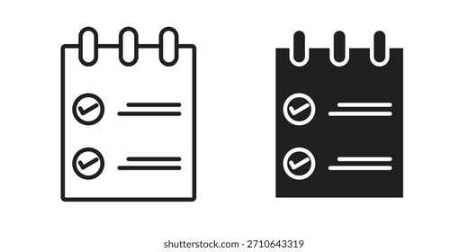 Reservation icon in a black stroke vector design and flat solid version on white background