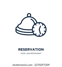 reservation icon from hotel and restaurant collection. Thin linear reservation, care, life outline icon isolated on white background. Line vector reservation sign, symbol for web and mobile