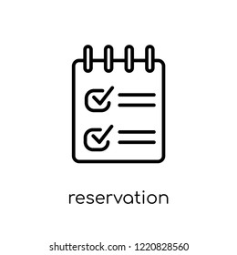 reservation icon. Trendy modern flat linear vector reservation icon on white background from thin line Restaurant collection, outline vector illustration