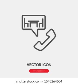 Reservation icon vector. Reservation symbol. Linear style sign for mobile concept and web design. Reservation symbol illustration. Pixel vector graphics - Vector.