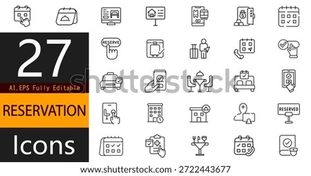 Reservation Icons Set – Booking, Appointment and Scheduling Symbols