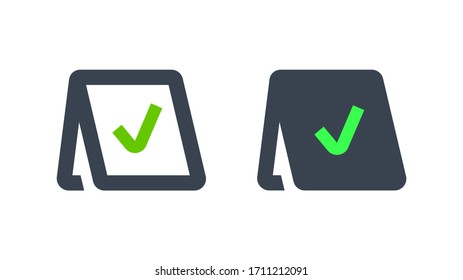 Icono minimalista del vector de la línea de reserva. Note el símbolo vector del mensaje. Iconos de la parte de servicio establecidos para el diseño web. Moderno icono exclusivo plano reservado para el diseño de aplicaciones. Signo de información lineal plana mínima 
