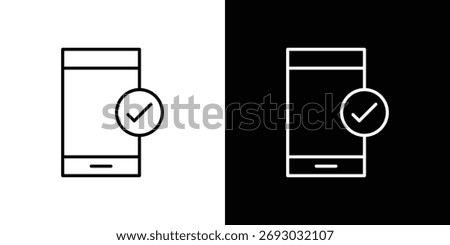 Reservation smartphone icon. Line with editable stroke.
