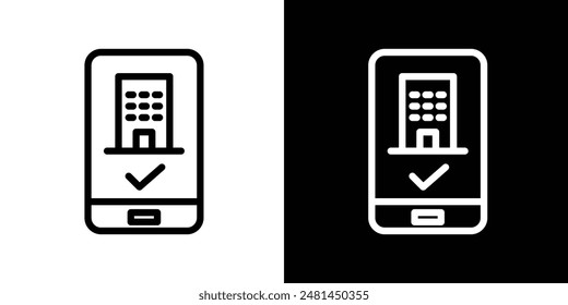Reservation smartphone line icon vector illustration set.