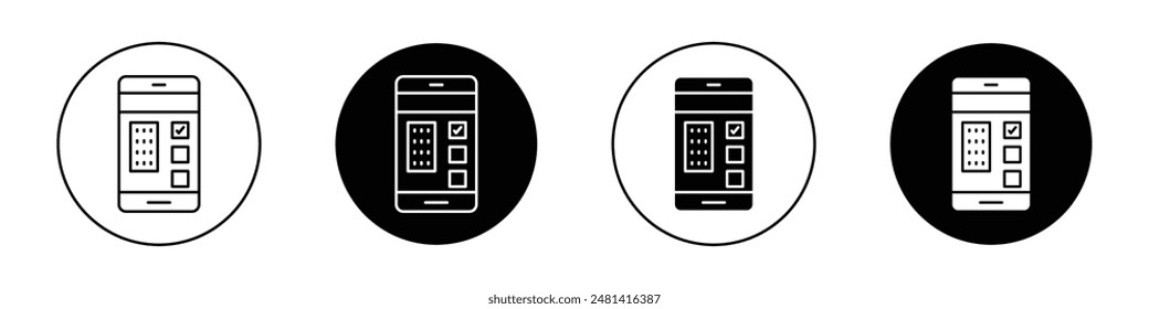 Reservation smartphone outlined icon vector collection.