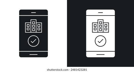 Reservation smartphone vector icon set in black color.