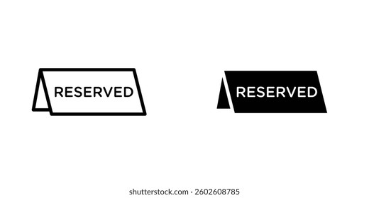Reservation table flat Icons in line outline and flat solid style on white background