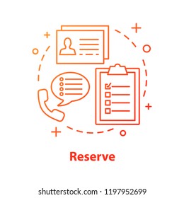 Reserve concept icon. Day planning idea thin line illustration. Make appointment, reservation. Assistance, management. Vector isolated outline drawing