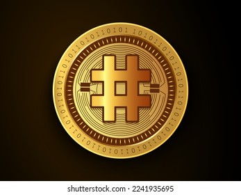 Reserve Rights (RSR) crypto currency symbol and logo on gold coin. Virtual money concept token based on blockchain technology. 