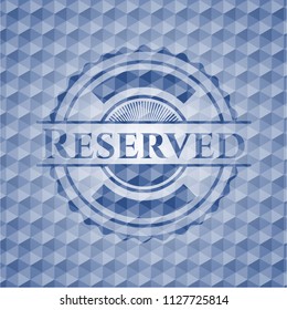 Reserved blue badge with geometric background.