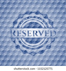 Reserved blue emblem with geometric pattern background.
