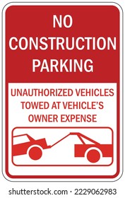 Reserved contractor and constructor parking sign no construction parking