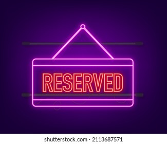 Reserved door neon sign, great design for any purposes. Vector flat illustration. Sale vector illustration.