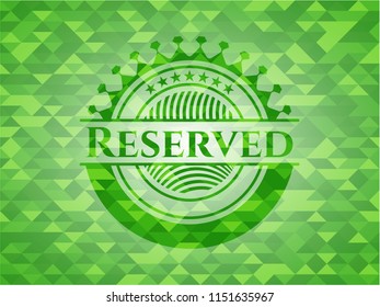 Reserved green emblem with mosaic background